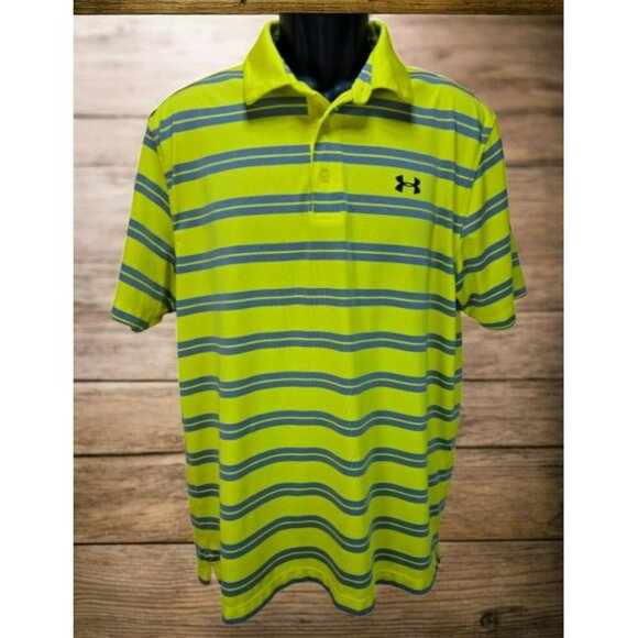 Under Armour Mens Loose Fit HeatGear Yellow Polo Large - Picture 1 of 6